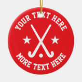 Aangepaste veld hockey sport kerstboom ornament (Voorkant)