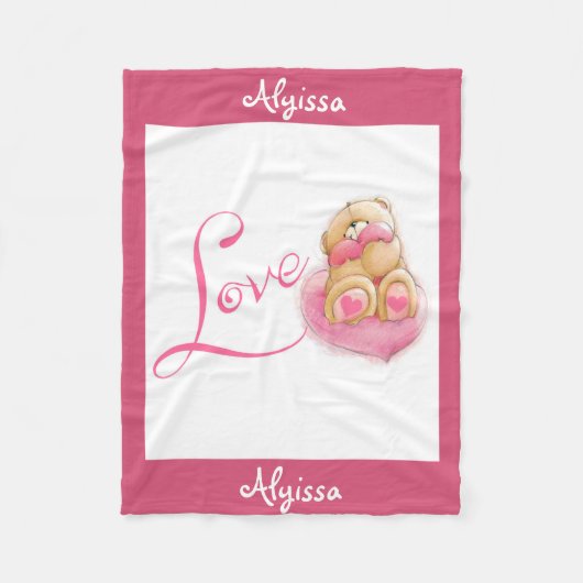 Aangepaste ventilatorbank/Beer en harten Fleece Deken (Voorkant)