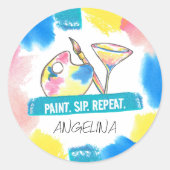 Aangepaste verf- en Sip-Birthday-verf Ronde Sticker (Voorkant)
