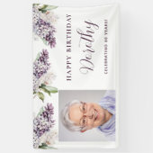 Aangepaste Verjaardag Banner Foto 60e Paarse Bloem (Verticaal)