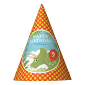Aangepaste Verjaardag Dinosaurus Triceratops Elke  Feesthoedjes (Voorkant)