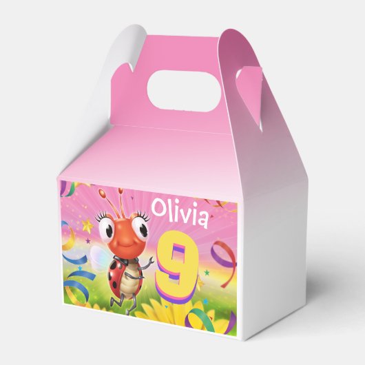 Aangepaste Verjaardag Feestdoos meisje 9 jaar Lil’ Bedankdoosjes (Achterkant)