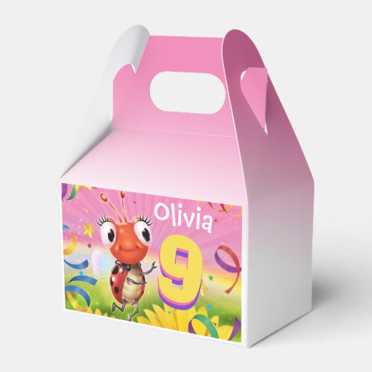 Aangepaste Verjaardag Feestdoos meisje 9 jaar Lil’ Bedankdoosjes (Voorkant Zijde)