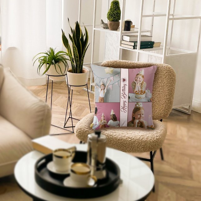 Aangepaste Verjaardag Foto Collage Sierkussen (Creator heeft geüpload)