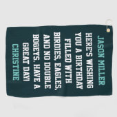 Aangepaste Verjaardag Groeten Golfhanddoek (Horizontaal)