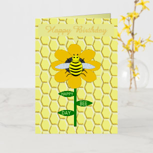 Aangepaste verjaardag hommel Happy Bee Day Folie Wenskaart
