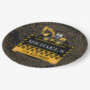 Aangepaste verjaardag in aanbouw papieren bordje