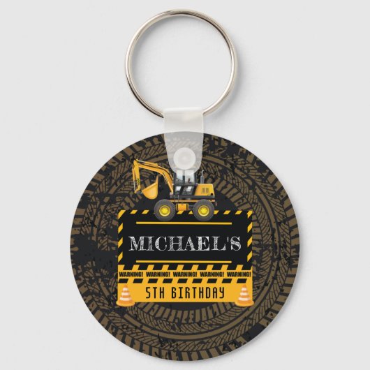 Aangepaste verjaardag in aanbouw sleutelhanger (Voorkant)