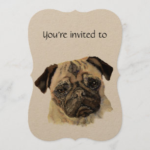 Aangepaste verjaardag jubileum Aquarel Pug Hond H Kaart