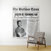 Aangepaste Verjaardag Krant Achtergrond met Foto Wandkleed (In situ)