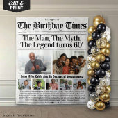 Aangepaste Verjaardag Krant Achtergrond met Foto's Wandkleed