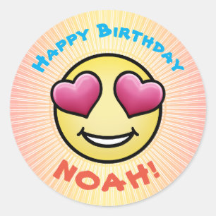 Aangepaste Verjaardag Liefde Emoji Ronde Sticker