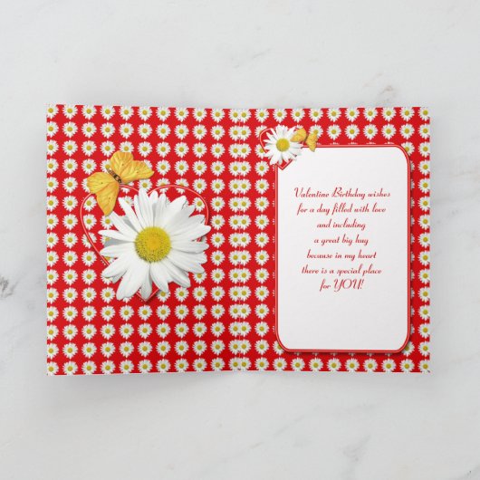 Aangepaste verjaardag op Valentijnsdag Daisy Card Feestdagen Kaart (Binnen)