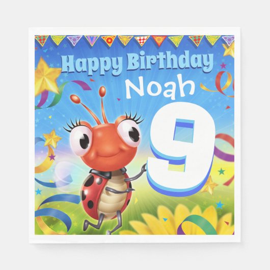 Aangepaste Verjaardag Party papier servet jongen 9 (Voorkant)