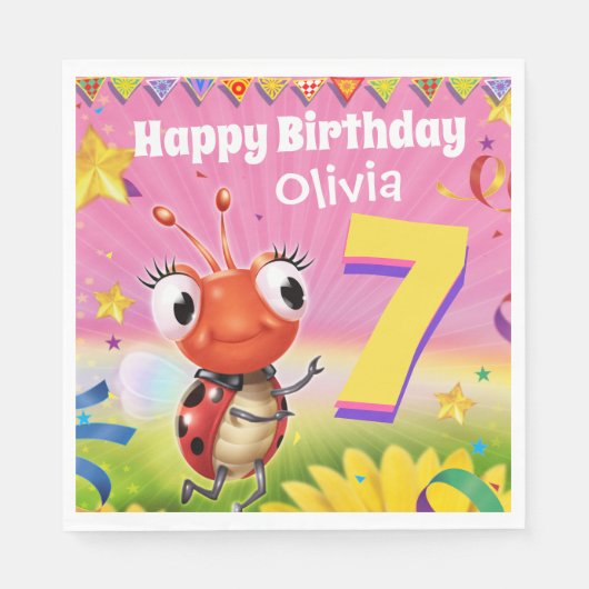 Aangepaste Verjaardag Party papier servet meisje 7 (Voorkant)