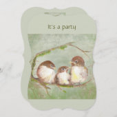 Aangepaste Verjaardag Schattigee Sparrow Family Bi Kaart (Voorkant / Achterkant)