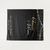 Aangepaste verjaardag slingerlichtjes gouden achte wandkleed (Voorkant (horizontaal))