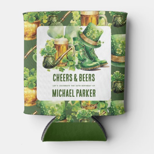Aangepaste verjaardag St Patrick's Day Cheers Beer Blikjeskoeler (Voorkant)