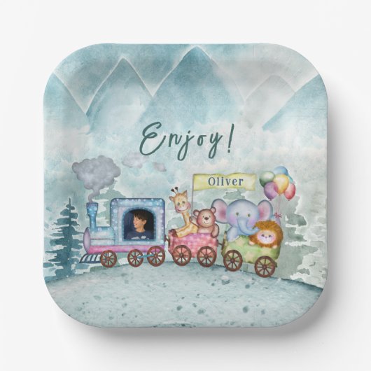 Aangepaste Verjaardag Teken Chugga Chugga Choo Cho Papieren Bordje (Voorkant)