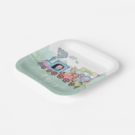 Aangepaste Verjaardag Teken Chugga Chugga Choo Cho Papieren Bordje (Gebogen)