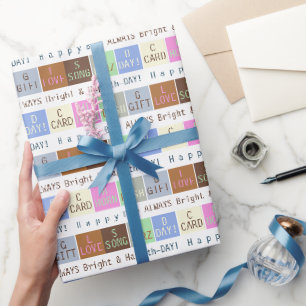 Aangepaste Verjaardag Wens Vierkanten Gift Wrappin Cadeaupapier