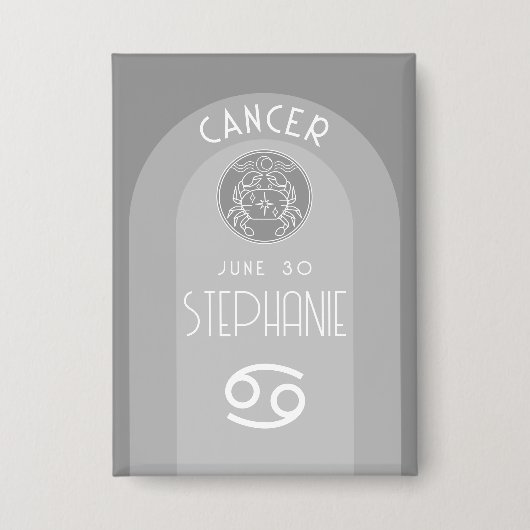Aangepaste verjaardag Zodiac Cancer - Modern Desig Button (Voorkant)