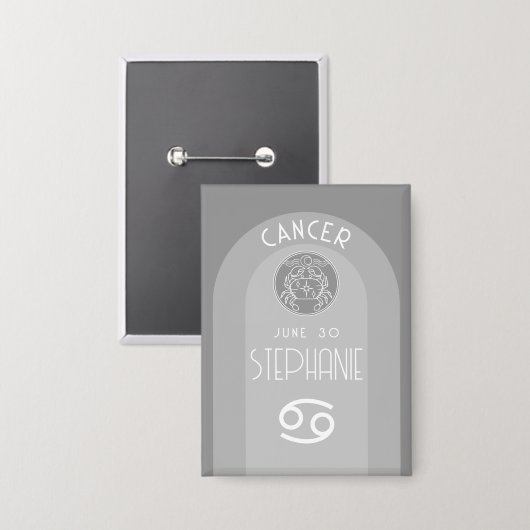 Aangepaste verjaardag Zodiac Cancer - Modern Desig Button (Voorkant / Achterkant)