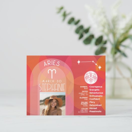 Aangepaste Verjaardag Zodiac Ram - Modern Design Briefkaart (Staand voorkant)