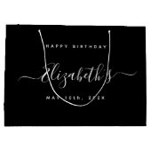 Aangepaste Verjaardag Zwart-wit Groot Cadeauzakje (Achterkant)