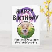 Aangepaste verjaardagfoto van je Welsh Corgi Kaart (Gele Bloem)