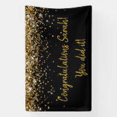 Aangepaste verjaardagsfeest foto booth Zwart & Gou Spandoek (Verticaal)