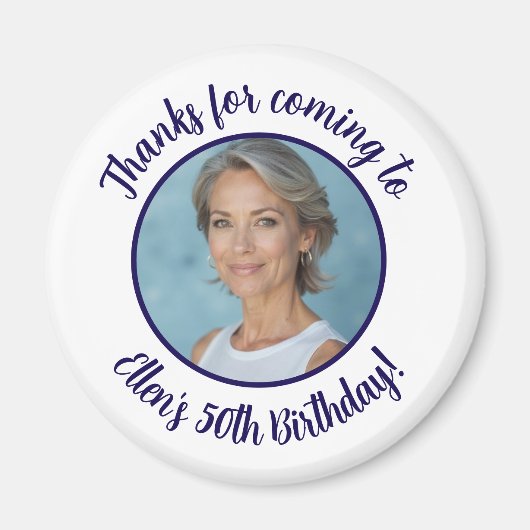 Aangepaste verjaardagsfeest Fotonaam 50e Dank u Magneet (Voorkant)