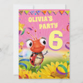 Aangepaste Verjaardagsfeest nodigen meisje van 6 j Kaart (Voorkant)