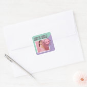 Aangepaste verjaardagsfeest Schattigee ballonfoto Vierkante Sticker (Envelop)