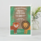 Aangepaste verjaardagsfeestje met cute tijger kaart (Staand voorkant)