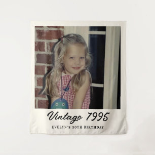 Aangepaste verjaardagsfeestje met vintage foto wandkleed