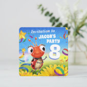 Aangepaste Verjaardagsfeestje nodig jongen 8yrs ou Kaart (Staand voorkant)