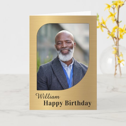 Aangepaste verjaardagsfoto kaart (Gele Bloem)