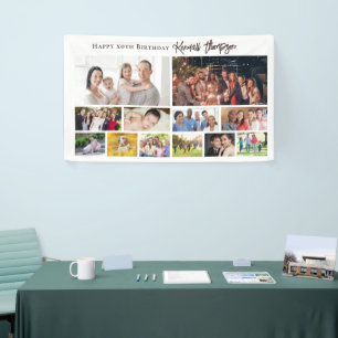 Aangepaste verjaardagsfotocollage welkomstbord mod spandoek