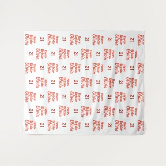 Aangepaste verjaardagsstap en herhalende achtergro wandkleed (Voorkant (horizontaal))