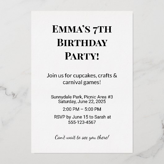 Aangepaste verjaardagsuitnodigingen & Party Kaarte Folie Uitnodiging (Voorkant)