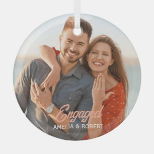 Aangepaste verloofde paar foto glas ornament
