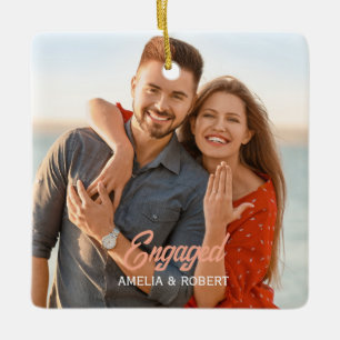 Aangepaste verloofde paar foto keramisch ornament