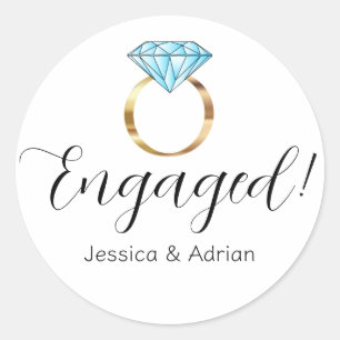 Aangepaste Verloving Diamanten Blauwe Gouden Verlo Ronde Sticker