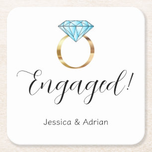 Aangepaste Verloving Diamond Ring Verloving Feest Vierkante Kartonnen Onderzetter