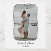 Aangepaste Verloving Foto met Bow Lijst Wedding Wijn Etiket (Enkel label)
