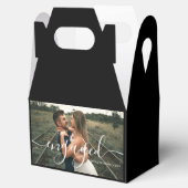 Aangepaste Verloving foto zwarte gunst doos Bedankdoosjes (Geopend)