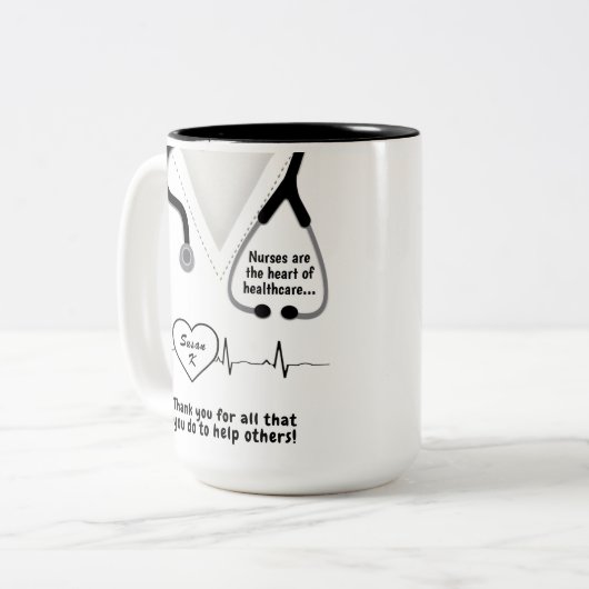 Aangepaste verpleegkundigen Bedankt Mok Naam toevo (Voorkant links)