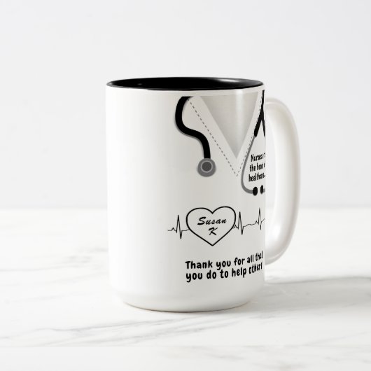 Aangepaste verpleegkundigen Bedankt Mok Naam toevo (Voorkant rechts)