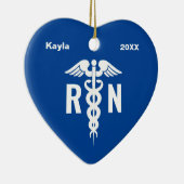 Aangepaste verpleegster RN medisch blauw Afstudere Keramisch Ornament (Rechts)